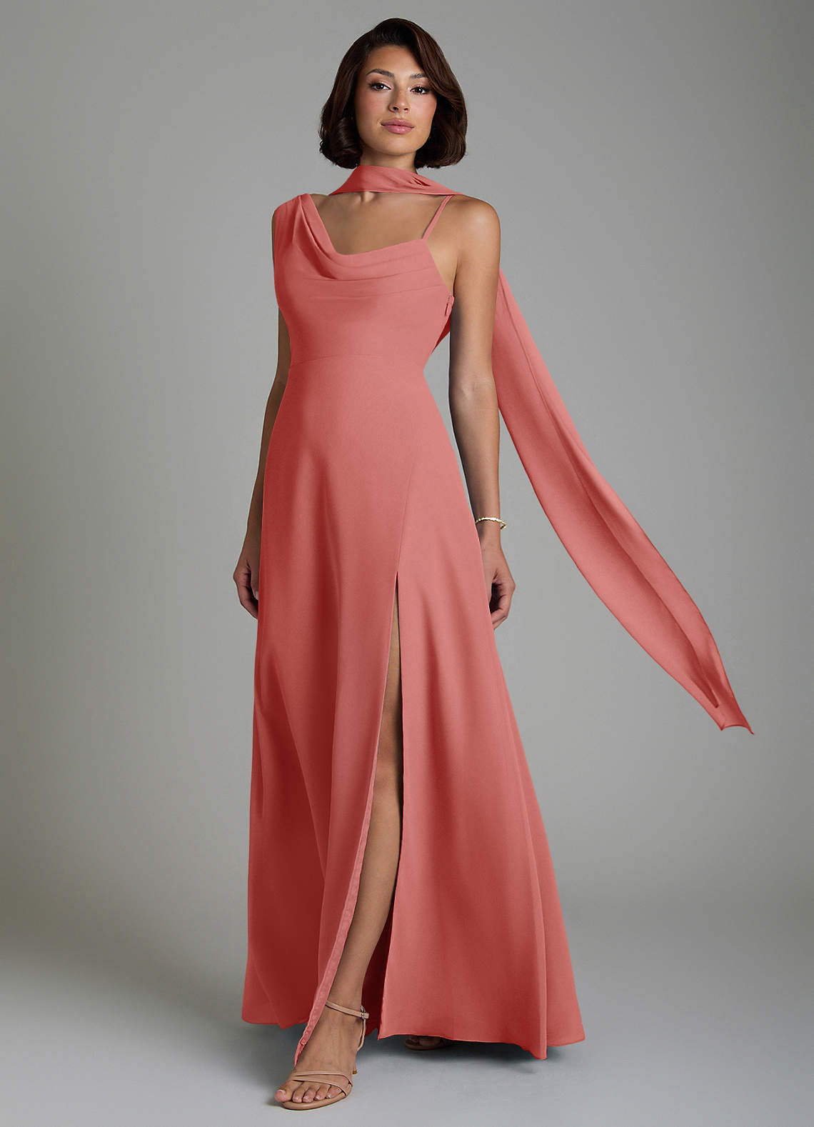 vintage rose pink bridesmaid dresses Azazie True Infinity dress