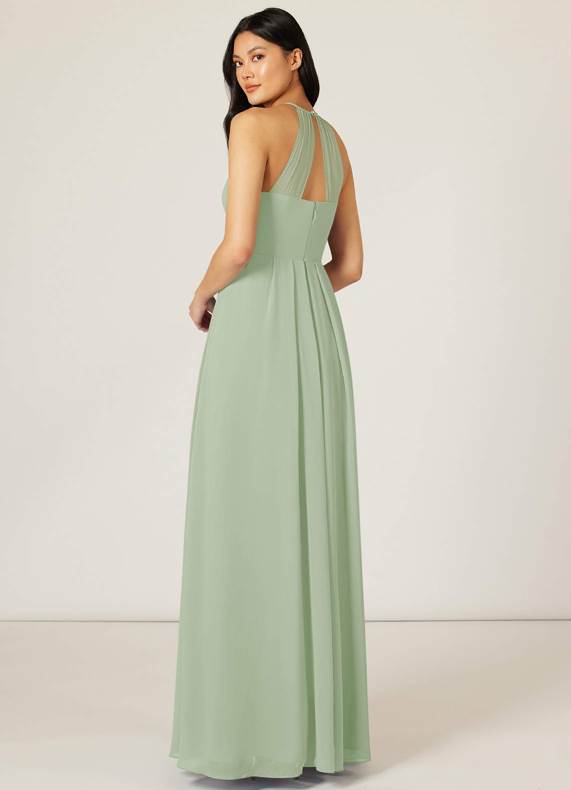 Azazie Sarah Ready to Ship Dusty Sage Chiffon Bridesmaid Dresses | Azazie