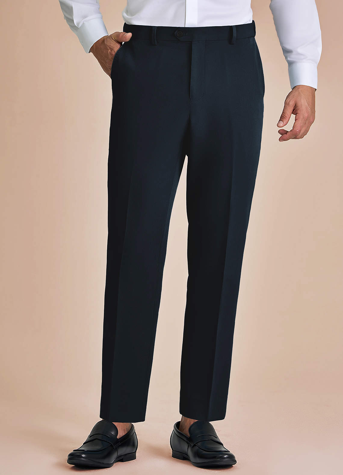 front James Navy Blue Structured Stretch Dress Pants