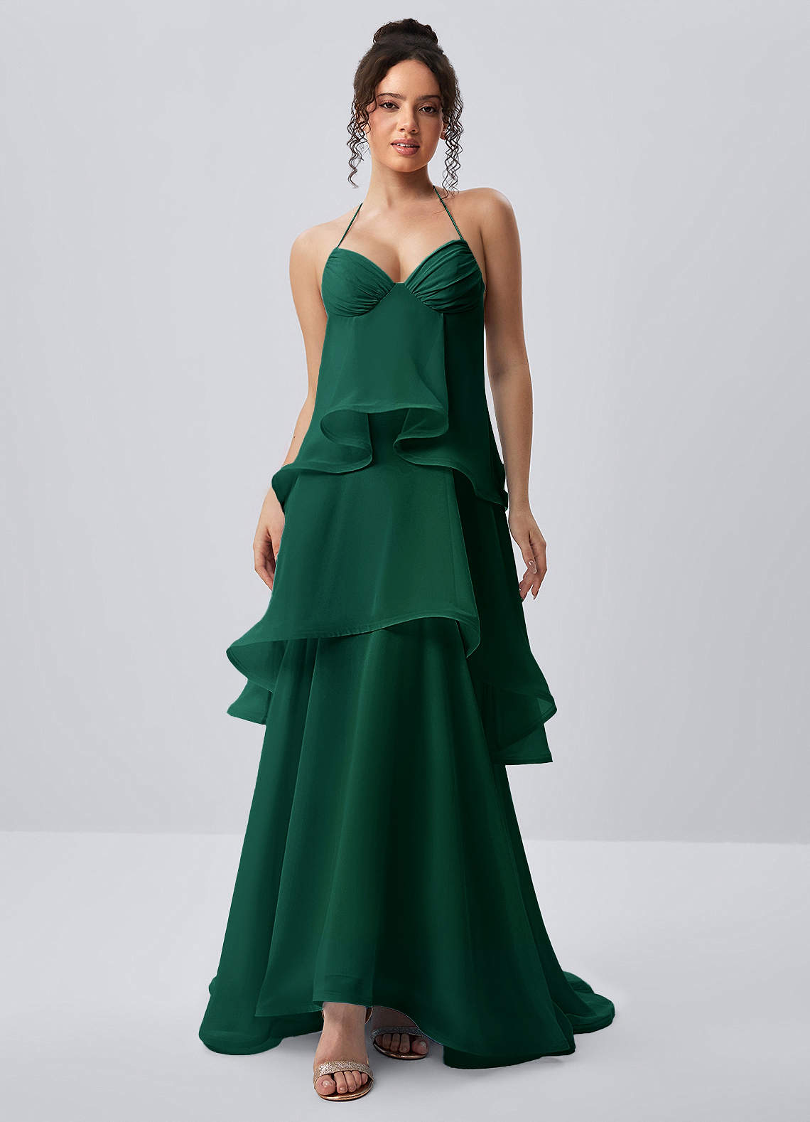 Eliaofen Hunter Green A-line Chiffon Ruffles Prom Dress Prom and Homecoming Dresses