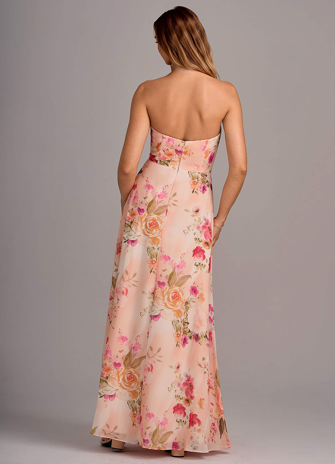 Azazie Wren Abiti da Damigella Abito Convertibile A-Line in Chiffon Spacco Laterale Abstract Bouquet Floral image5