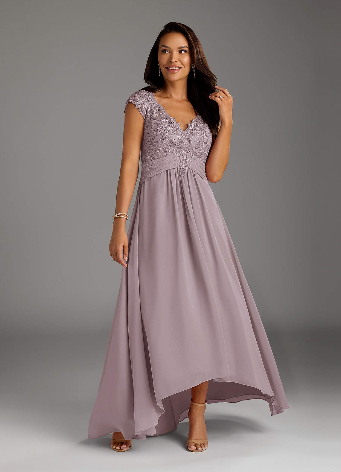 Azazie Irmeli Mother of the Bride Dresses Dusk A-Line Lace Chiffon Dress image1