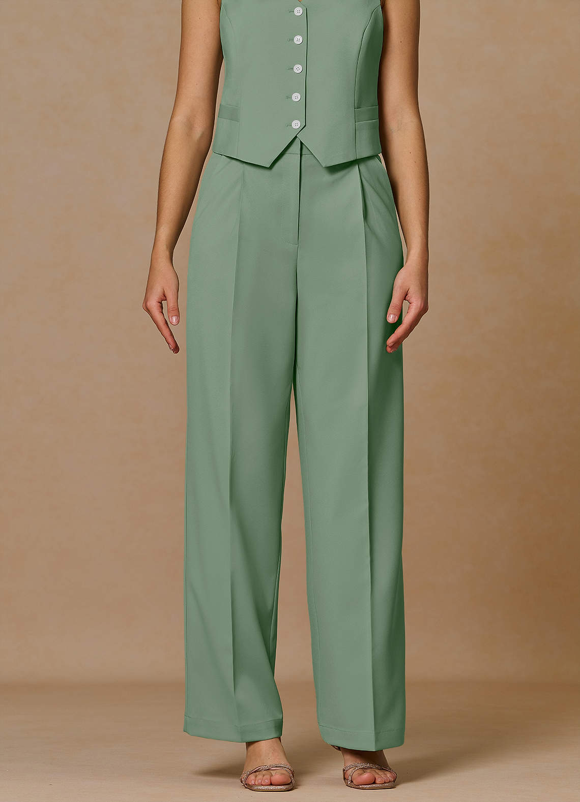 front Rowan Matcha Refined Weave Performance pants