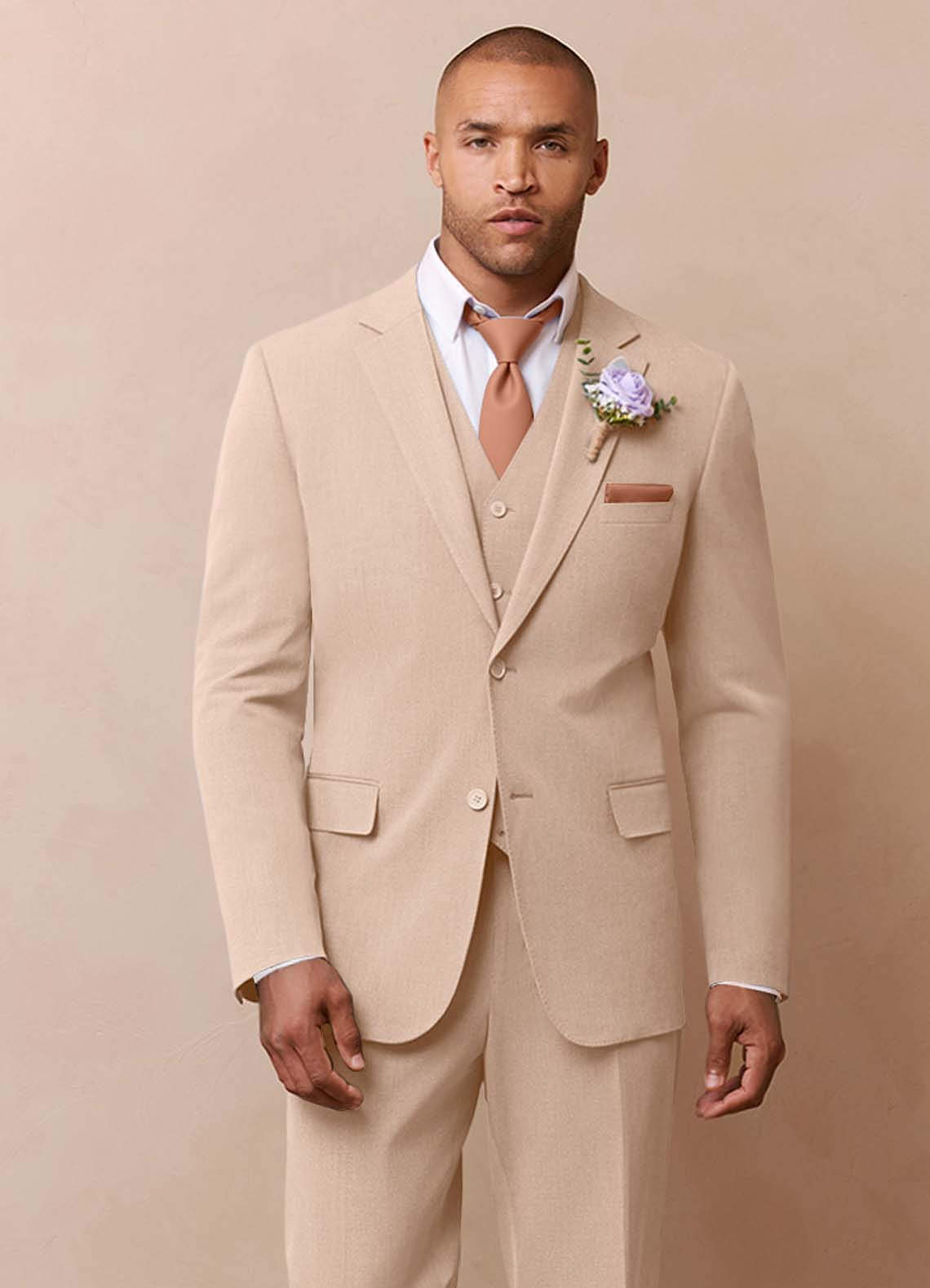 front Savile Tan Wool Blend Suit Jacket
