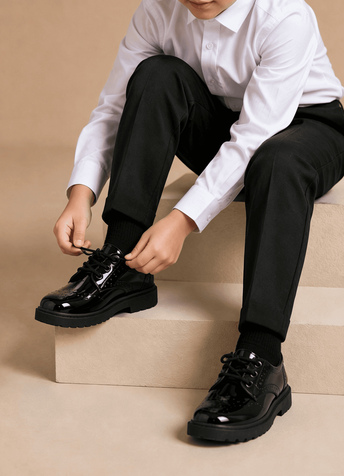 front Boys Wedding Brogue Patent Leather Shoes
