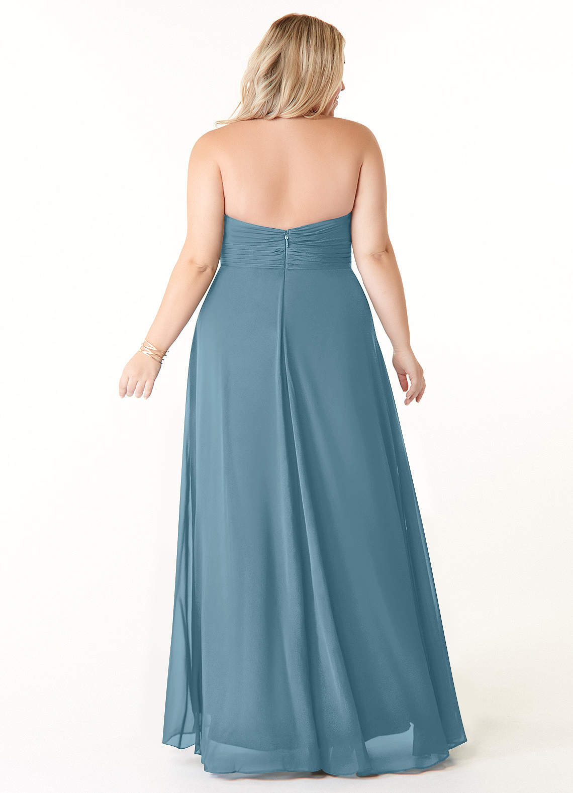 Azazie Tessie Morsiusneito Mekot A-linja V-kaula laskostettu Sifonki Lattian pituus Pukeutua image6