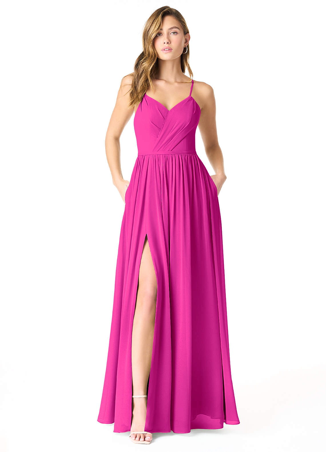 Azazie Cora Fuchsia Chiffon Bridesmaid Dresses | Azazie