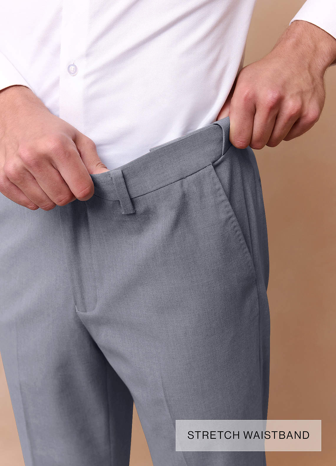 front Savile Grey Wool Blend Dress Pants