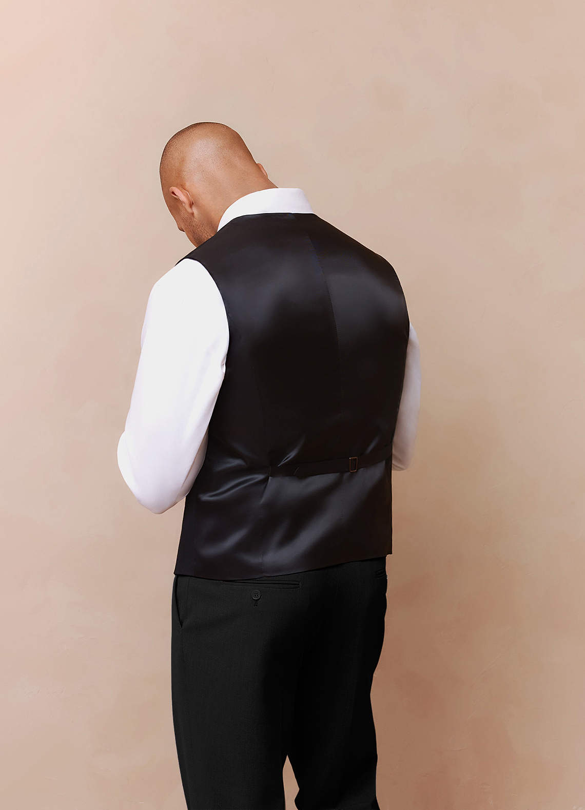 front Savile Black Wool Blend Suit Vest