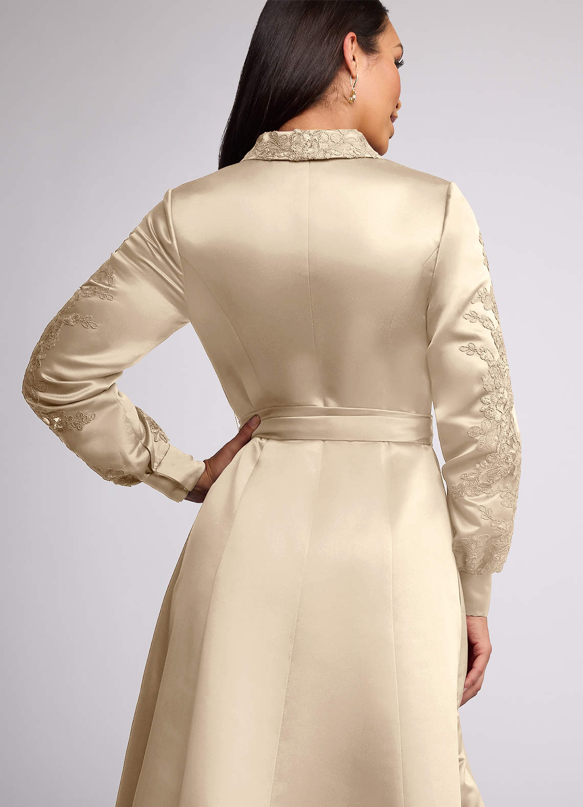 Azazie Ruth Mother of the Bride Dresses Champagne A-Line Lace Matte Satin Dress image4