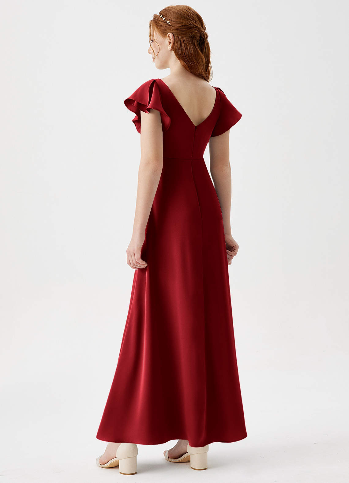 red junior bridesmaid dresses Burgundy Bridesmaid Dress Chiffon Size Medium