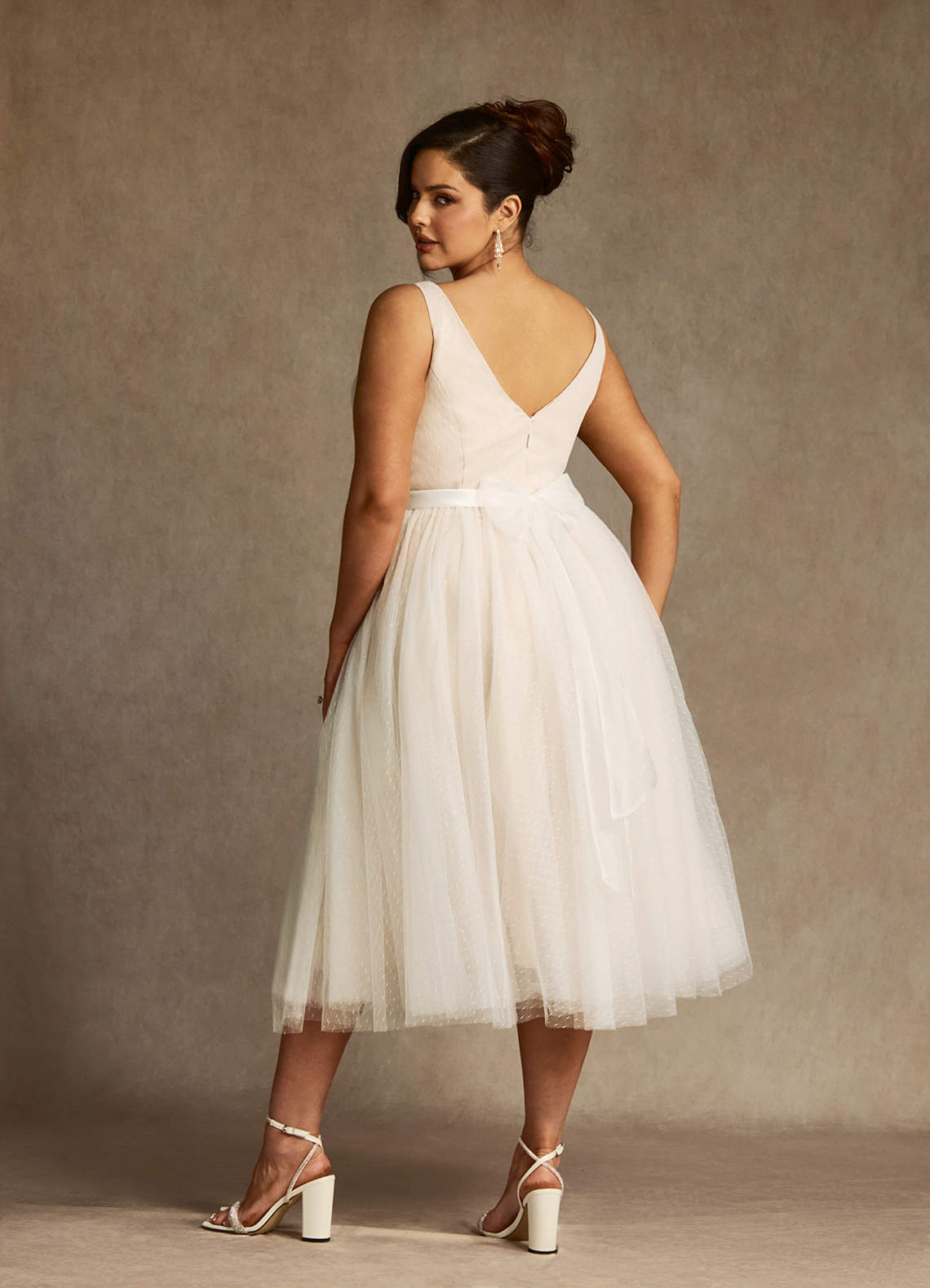 Azazie Windsor Wedding Dresses Diamond White Champagne A-Line Bow Tulle Dress image8