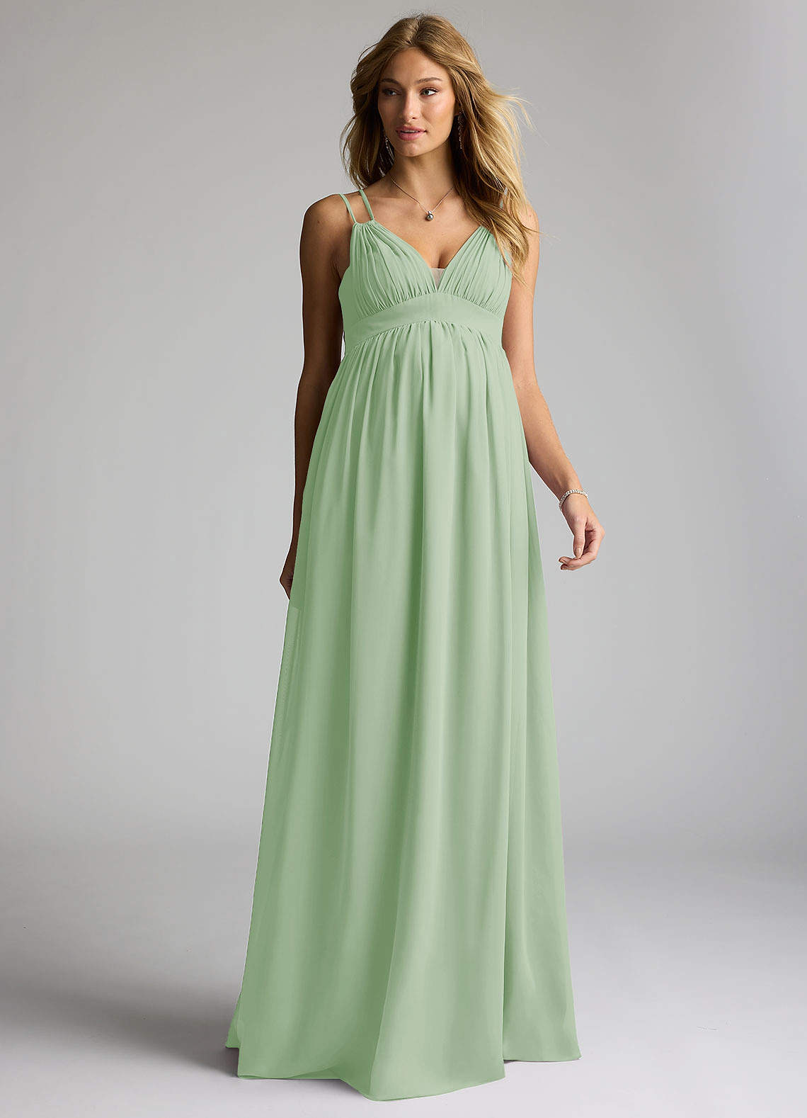 Azazie Emree Vestidos de dama de honra para maternidade Vestir Linha A Comprimento do chão Chiffon image1