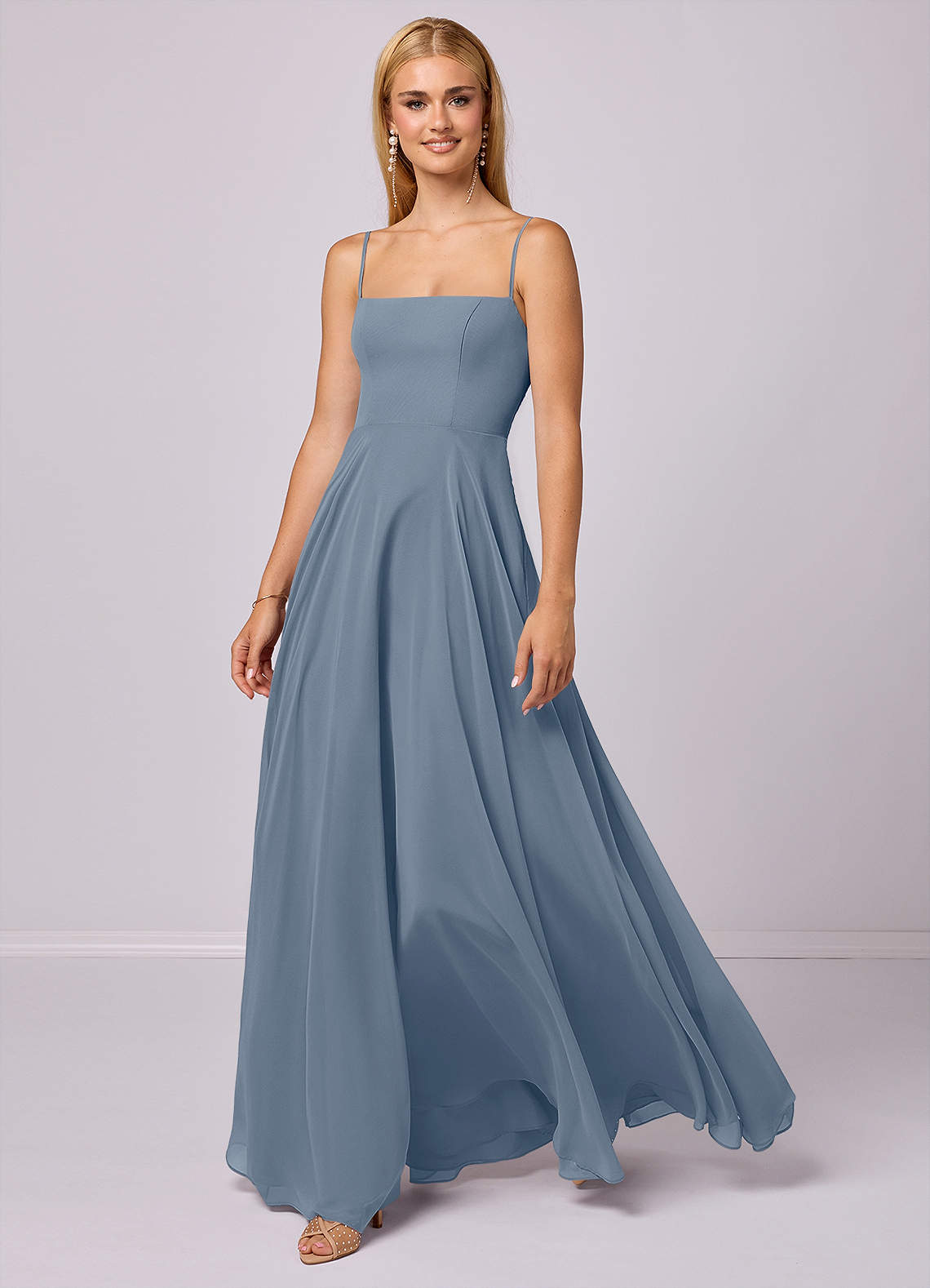 Barbie ♥ Azazie Robes de demoiselle d'honneur Robe Trapèze en Mousseline de soie Violet Crépusculaire image1