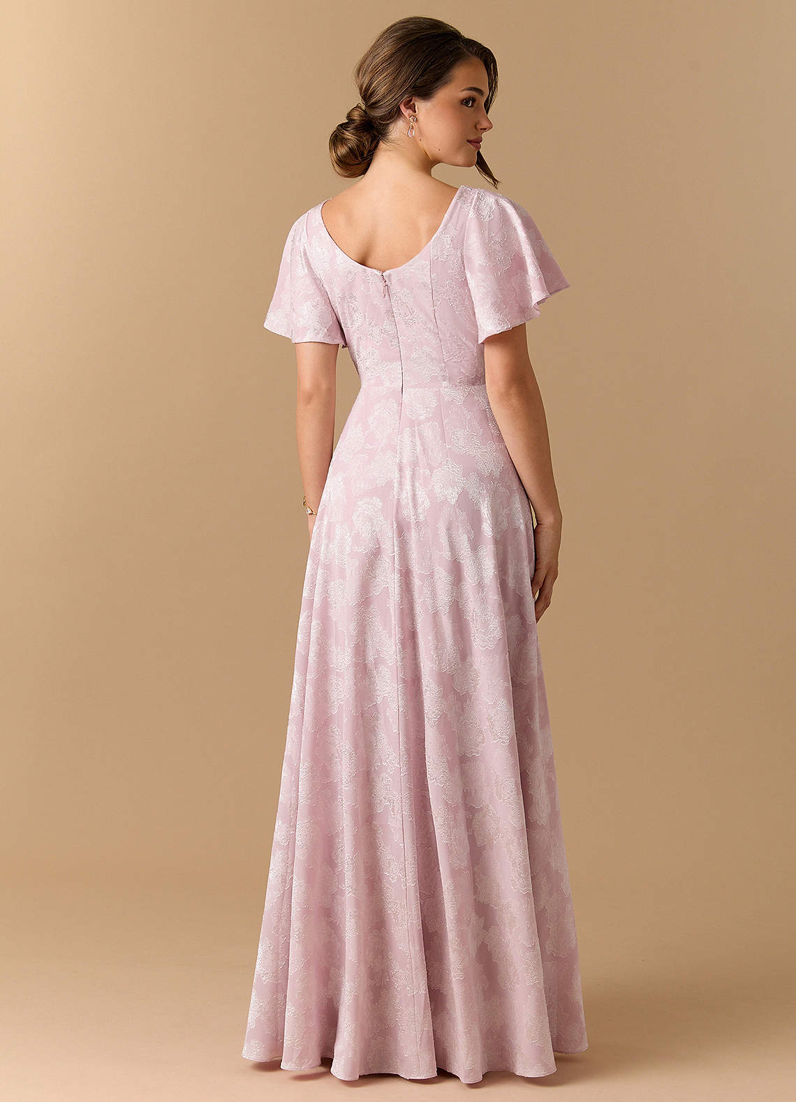 pastel maxi dress formal Long A-Line Prom Dress with Pastel Print Fuchsia / 10 main image 0