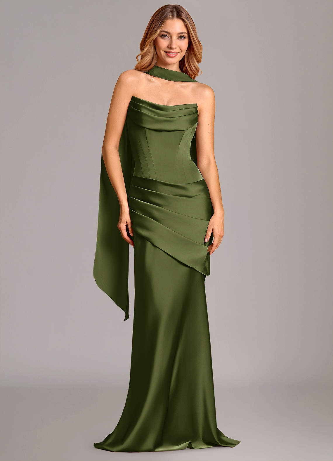 hip bridesmaid dresses Simple A-Line Coral Chiffon Long Bridesmaid Dresses, Yellow / 4 main image 1
