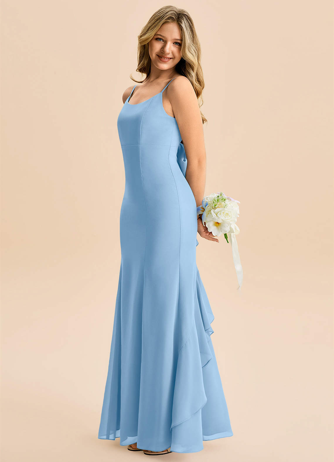 Azazie Lioren Junior Klä av Sjöjungfru i Chiffong Rosett image1