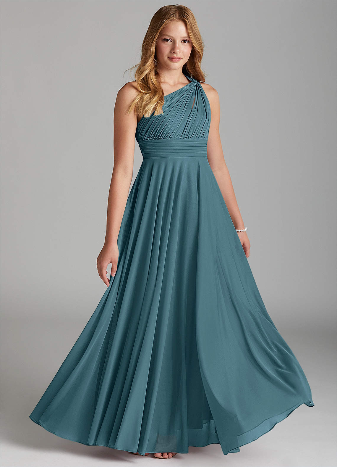 Azazie Charlize Junior Bermuda A-Line Mesh Dress image1