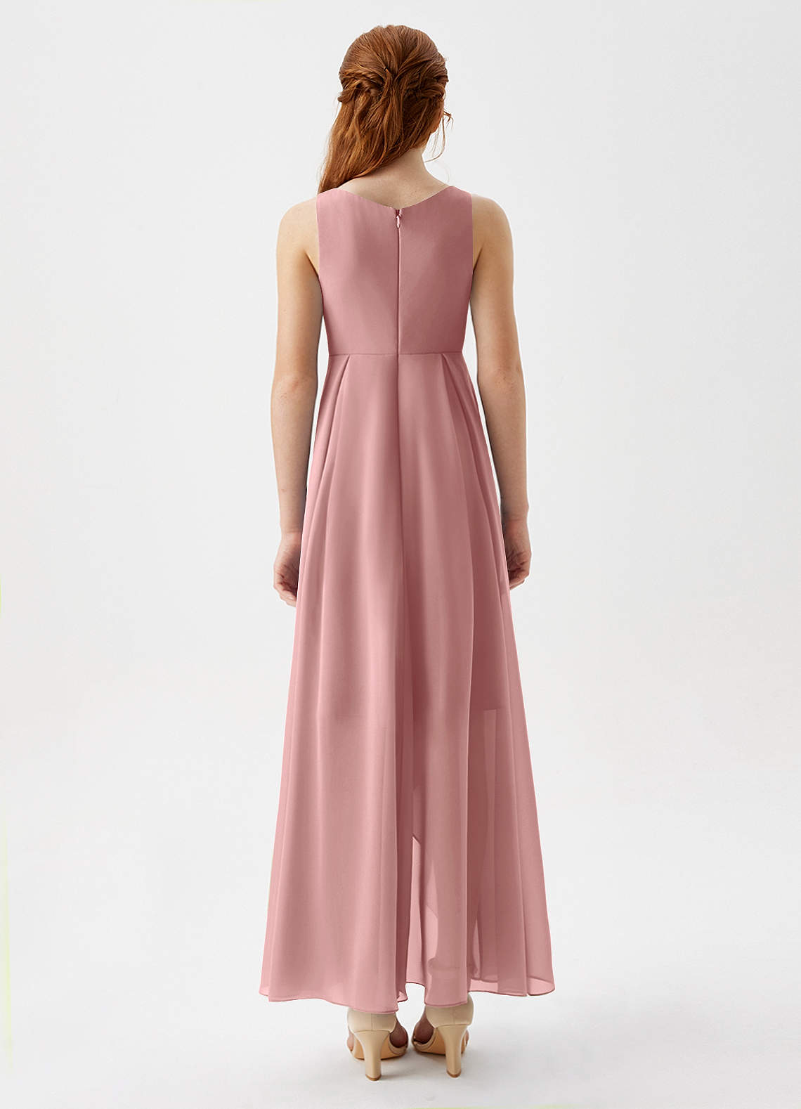 Azazie Lizette Junior Jurk van Chiffon met A-Lijn Geplooid Stoffige Roos image5