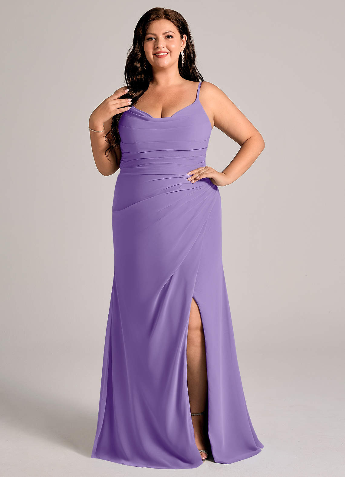 Azazie Deandra Bridesmaid Dresses Tahiti Mermaid Pleated Chiffon Dress image1