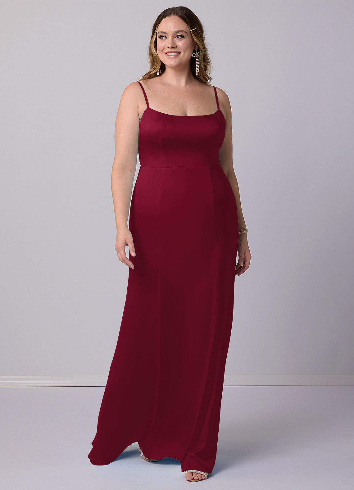 Barbie ♥ Azazie Bridesmaid Dresses Burgundy Mermaid Bow Stretch Satin Dress image6