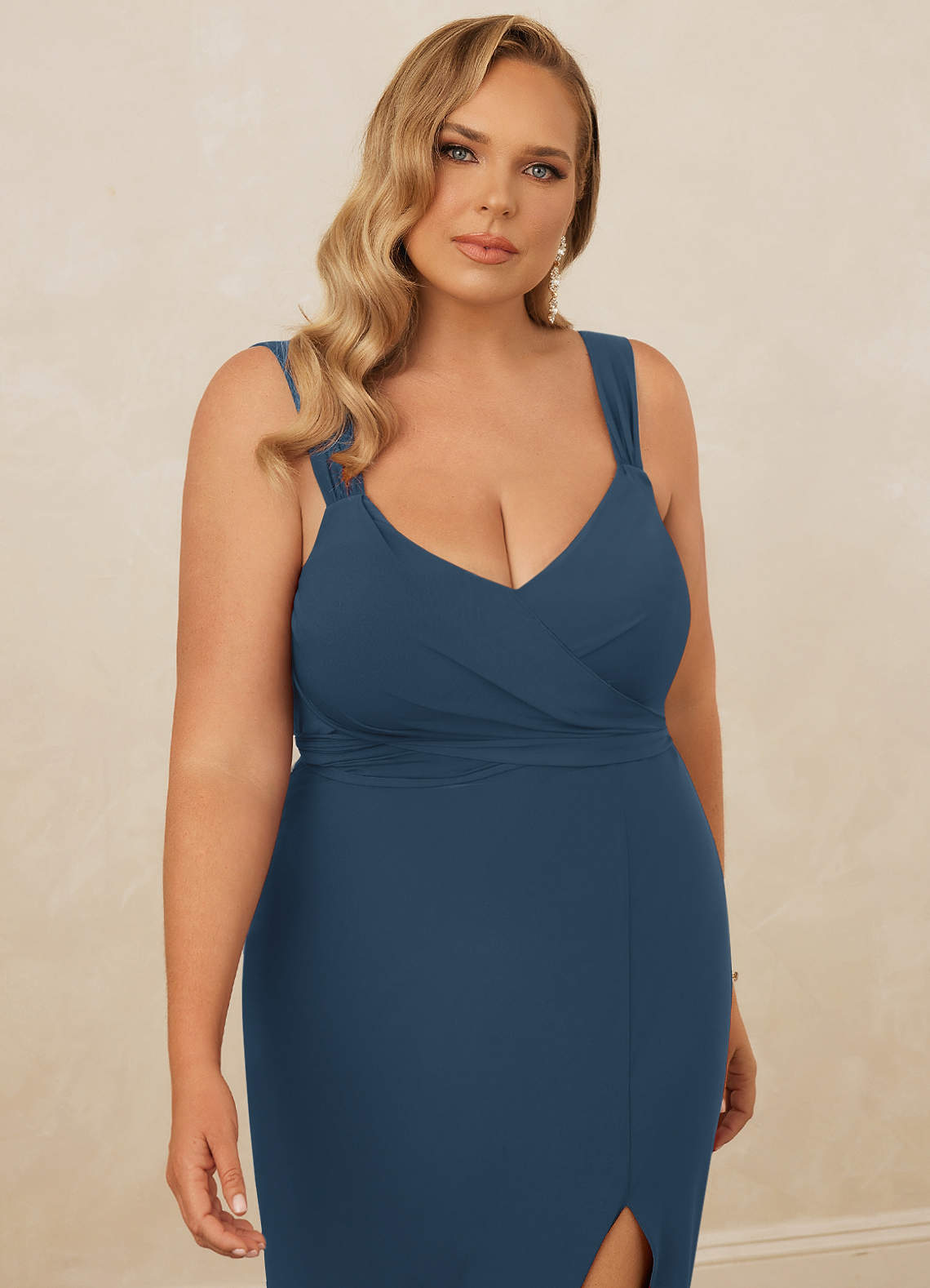 Christian Siriano Bridal for Azazie 1010 Bridesmaid Dresses Wrap V-Neck Luxe Knit Mermaid Dress image14
