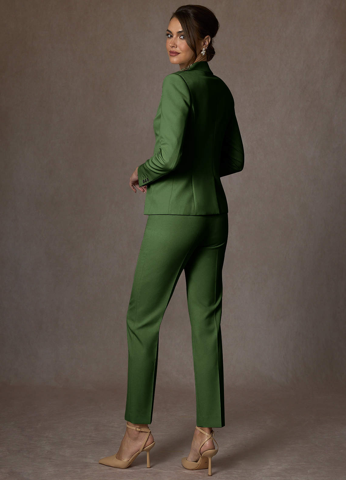 front Whitney Olive Structured Stretch Blazer