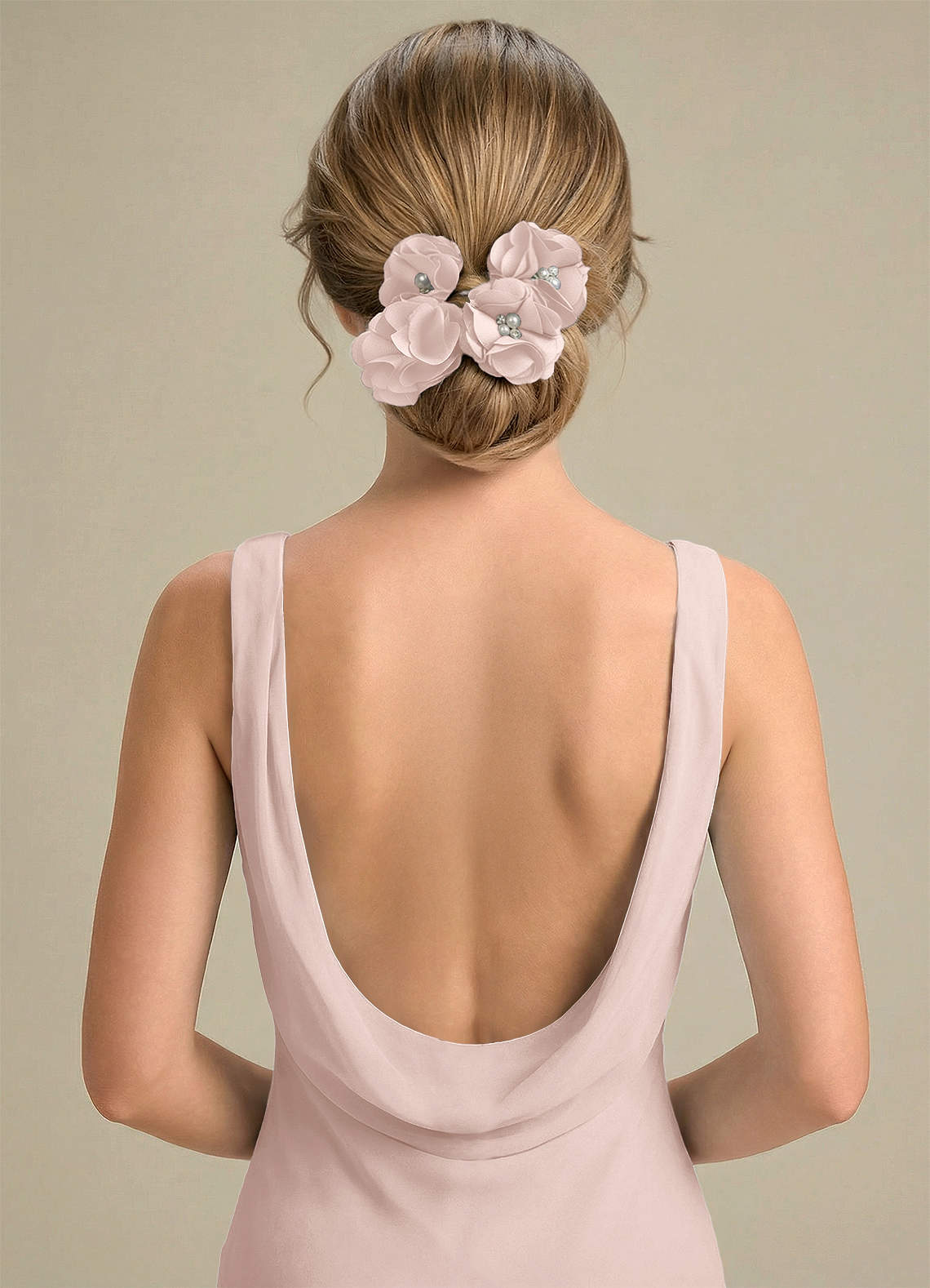 front Four-Piece Matching Color Stretch Satin Hair Clip Set