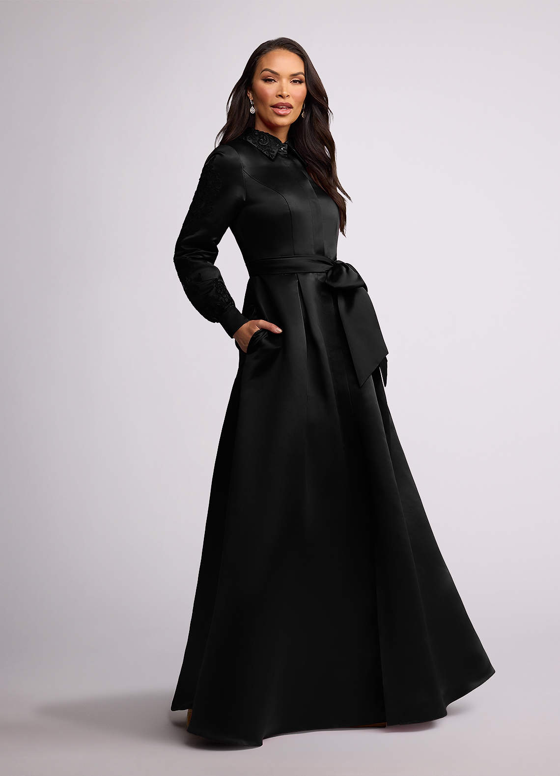navy blue dress for baby girl Azazie Ruth Black A-Line Lace Matte Satin Dress Ready to Ship