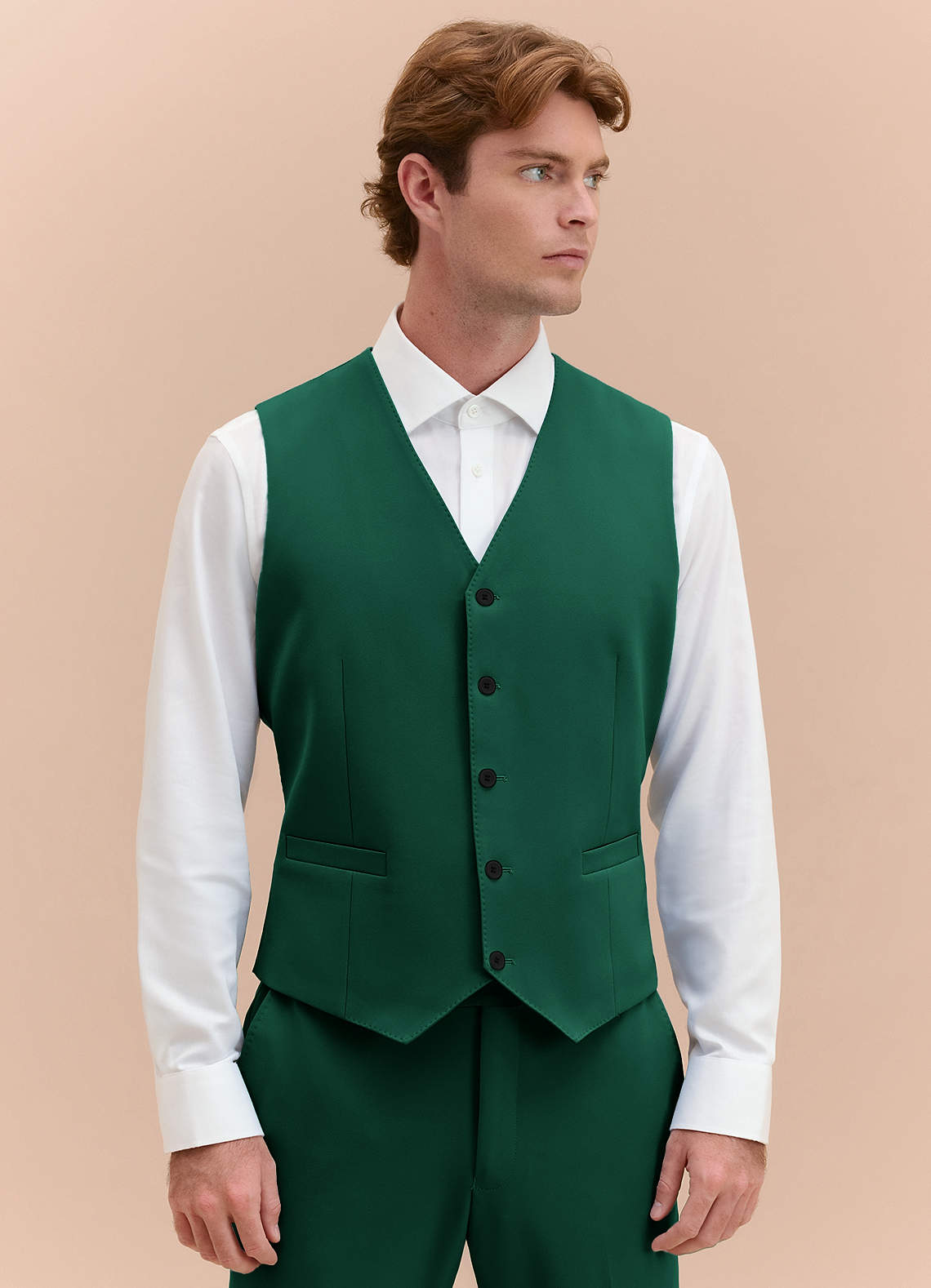 front James Emerald Structured Stretch Suit Vest