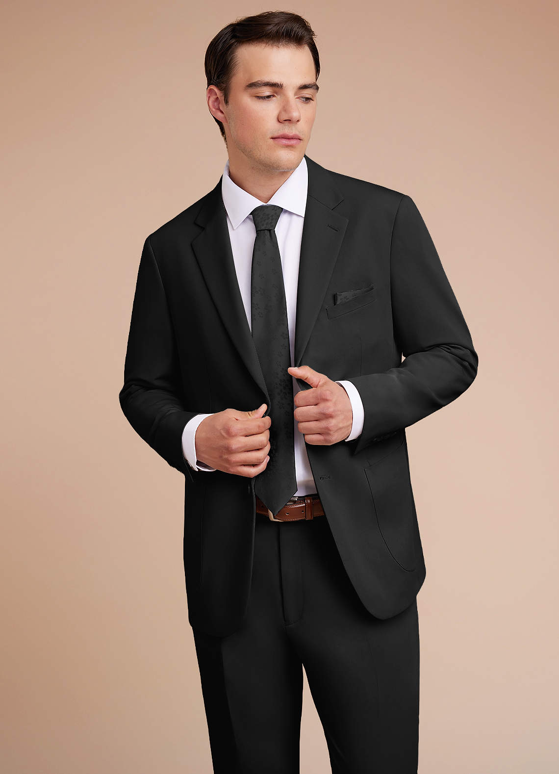 front Owen Black Lightweight Tailored Suit Jacket