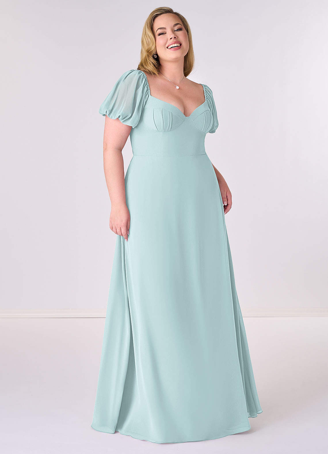 Barbie ♥ Azazie Bridesmaid Dresses Mist A-Line Pleated Chiffon Dress image1