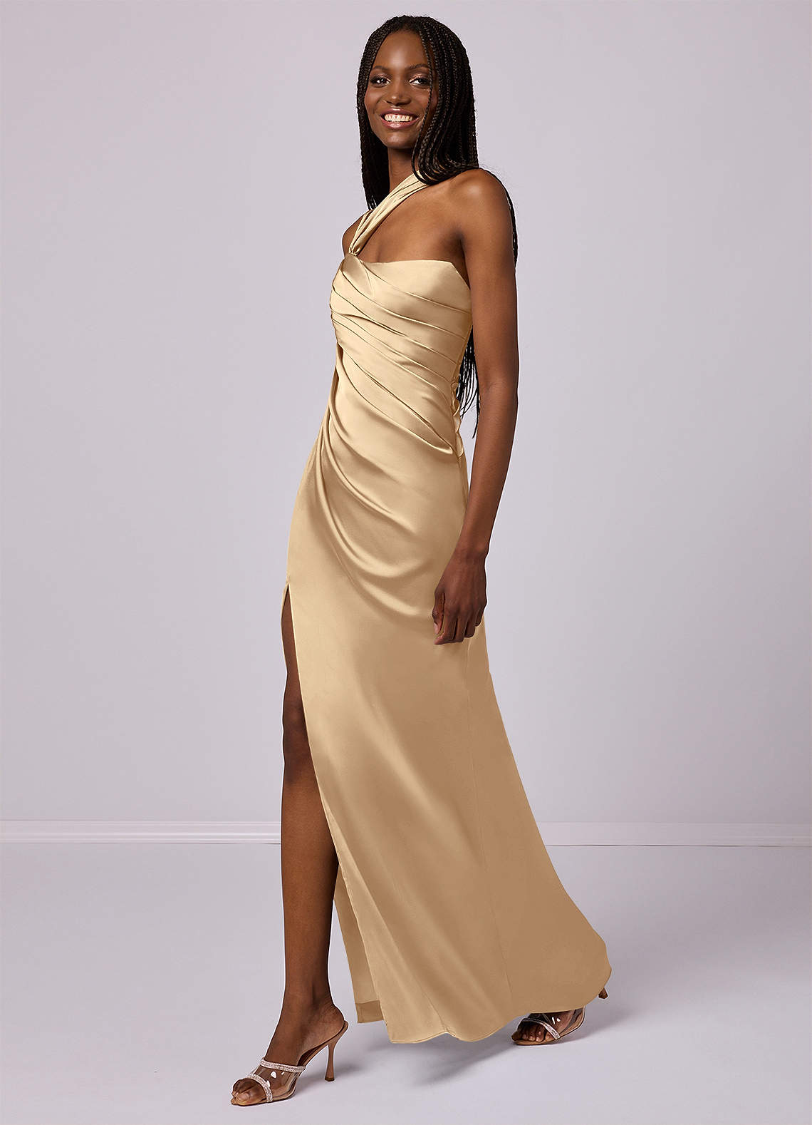 Barbie ♥ Azazie Bridesmaid Dresses Mermaid One Shoulder Stretch Satin Floor-Length Dress image10