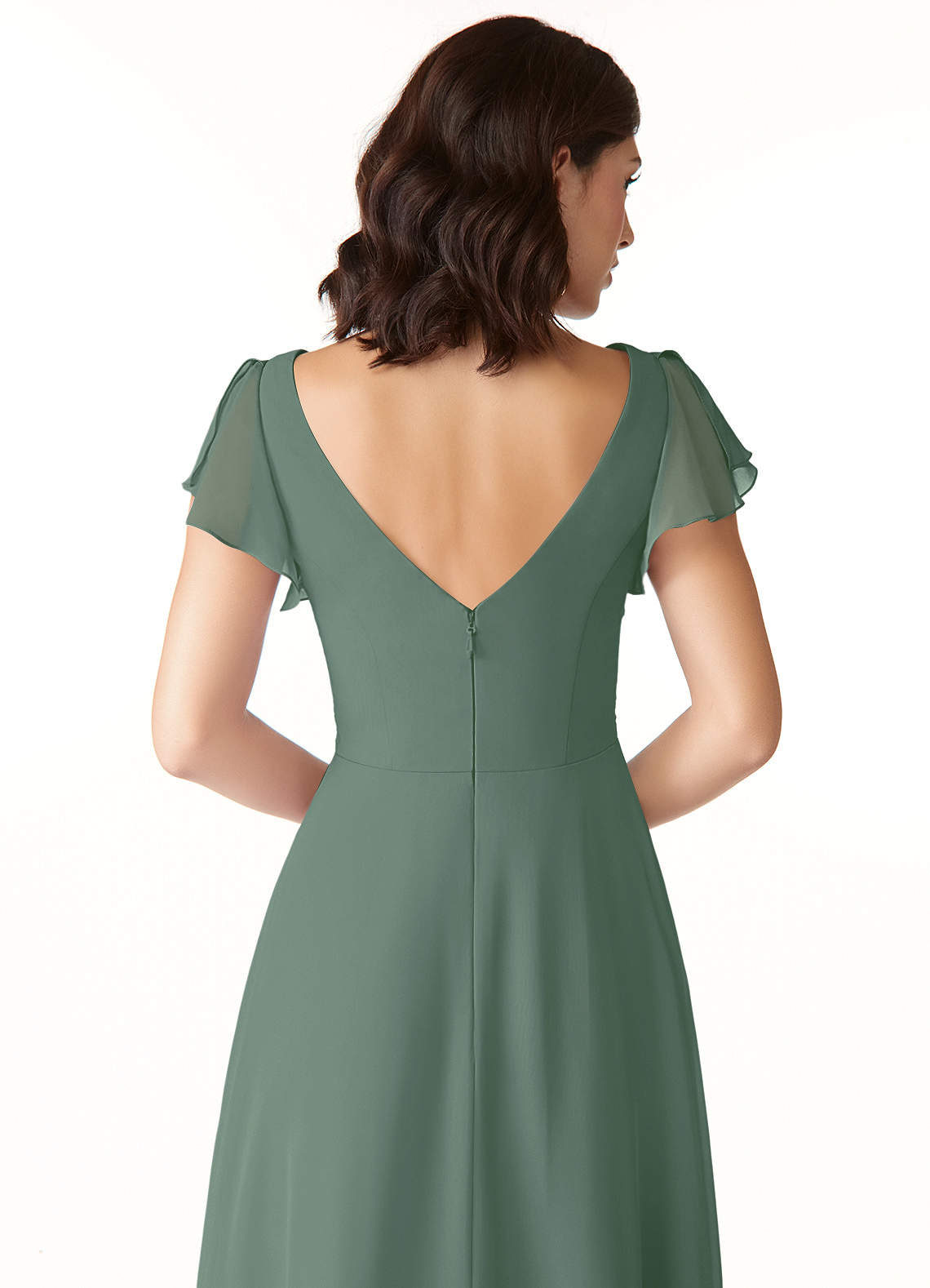 Azazie Omari Bridesmaid Dresses Eucalyptus A-Line Chiffon Dress image8