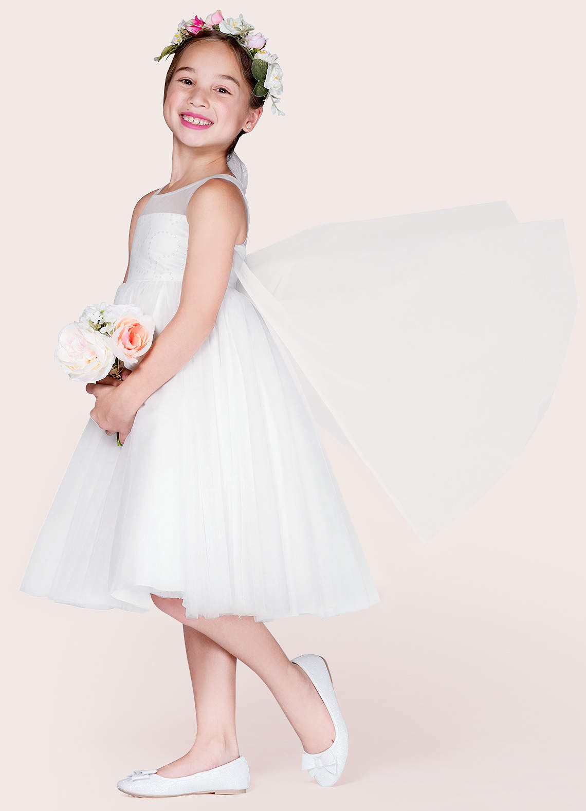 Azazie Hava Flower Girl Dresses Ball-Gown Sequins Tulle Tea-Length Dress image1