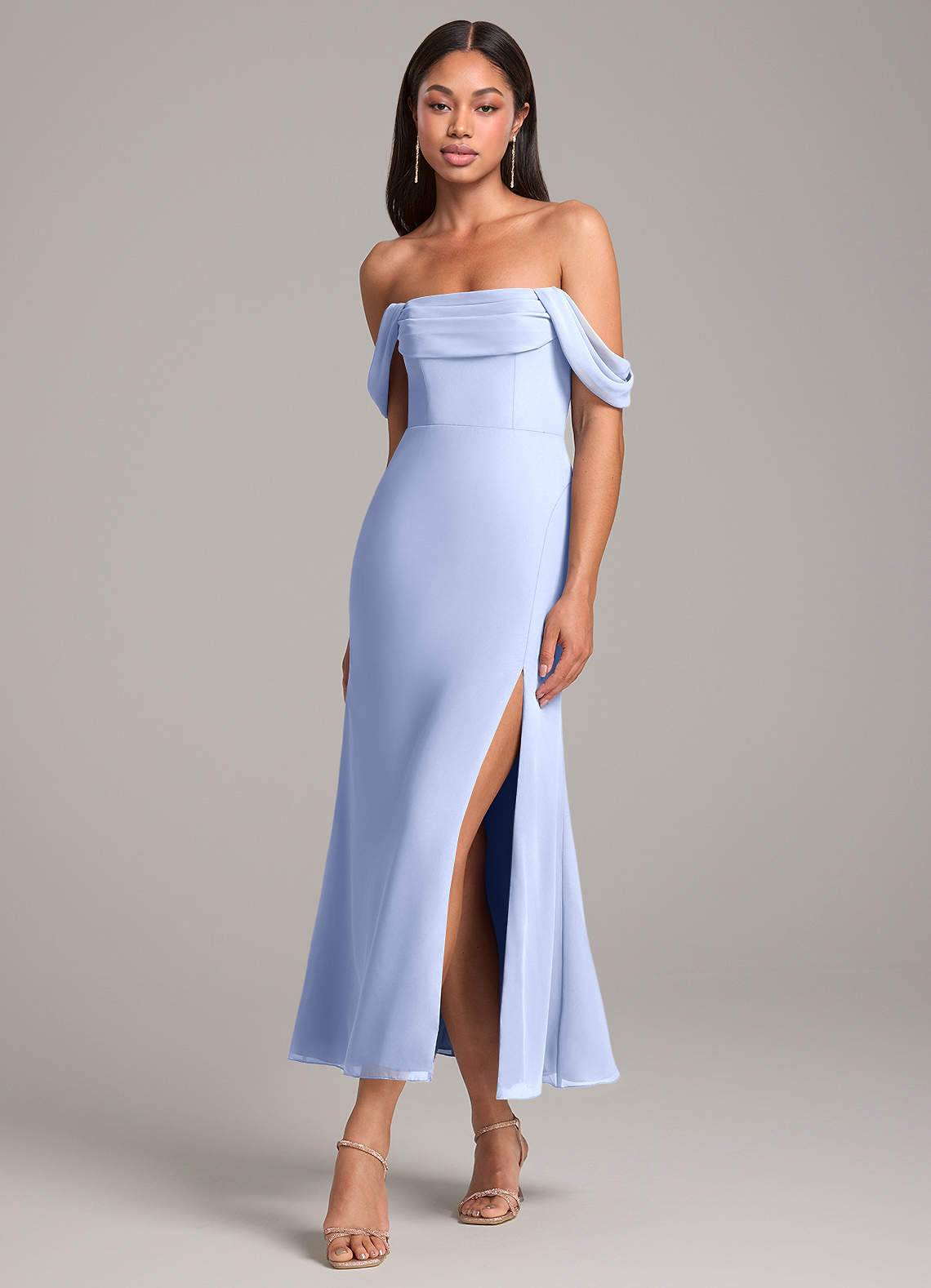 ice blue chiffon dress Ice Blue Bridesmaid Dress Chiffon Size 3X