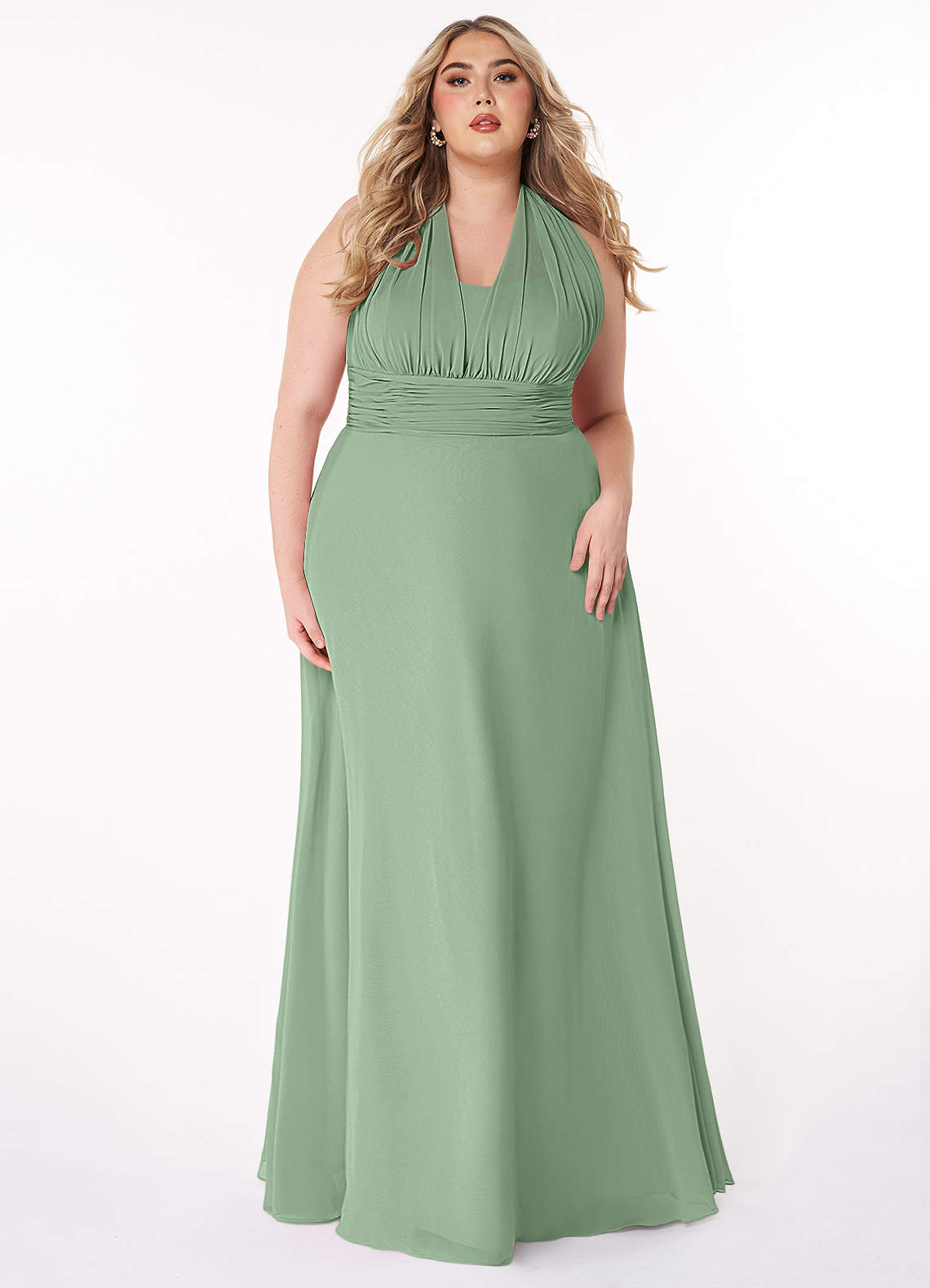 Azazie Fifi Bridesmaid Dresses Matcha A-Line Strapless Chiffon Convertible Dress image1