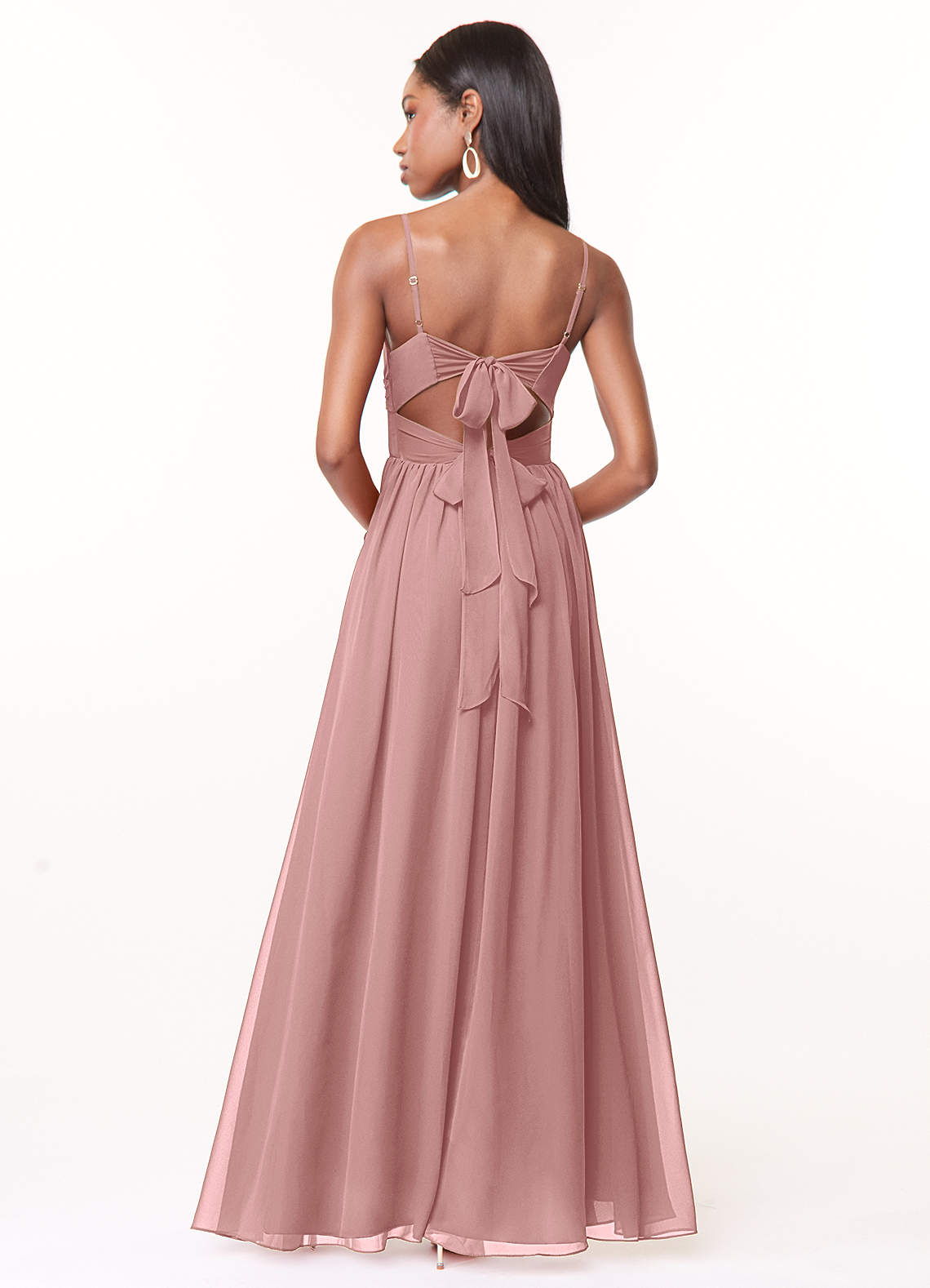 Azazie Zeya Bridesmaid Dresses Dusty Rose A-Line V-Neck Pleated Chiffon Dress image2