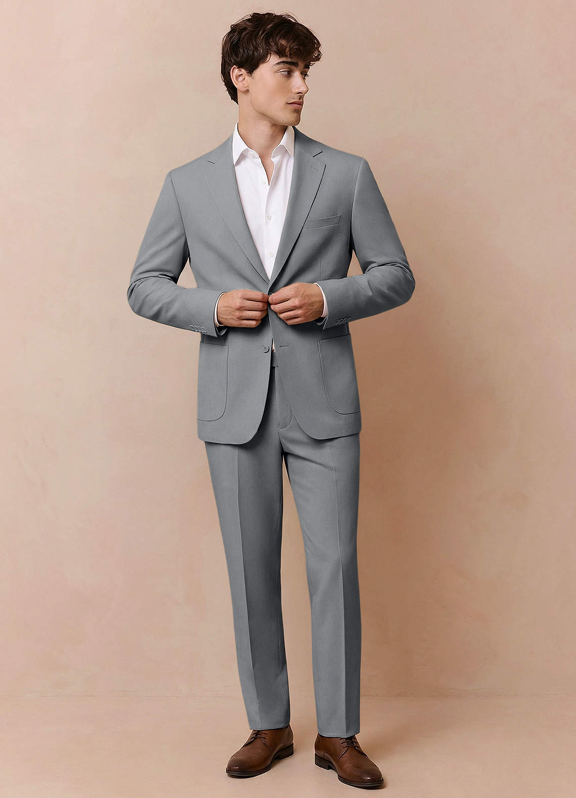front Owen Grey Lightweight Tailored Suit Jacket