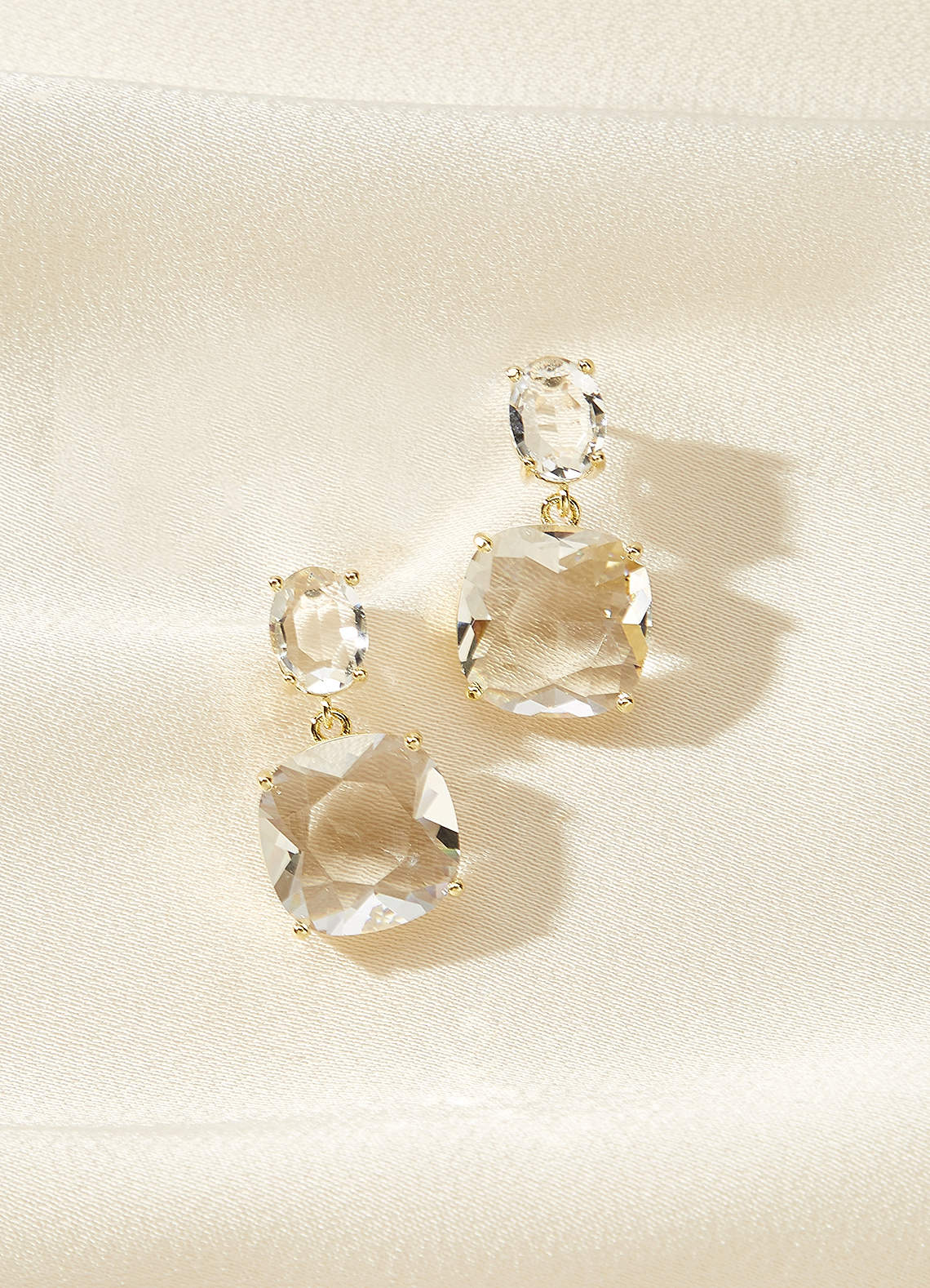 front Transparent Crystal Gemstone Earrings