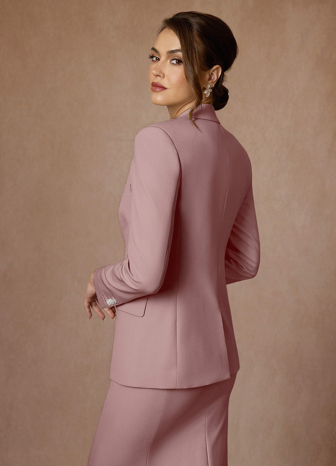 front Kennedy Dusty Rose Structured Stretch Dress