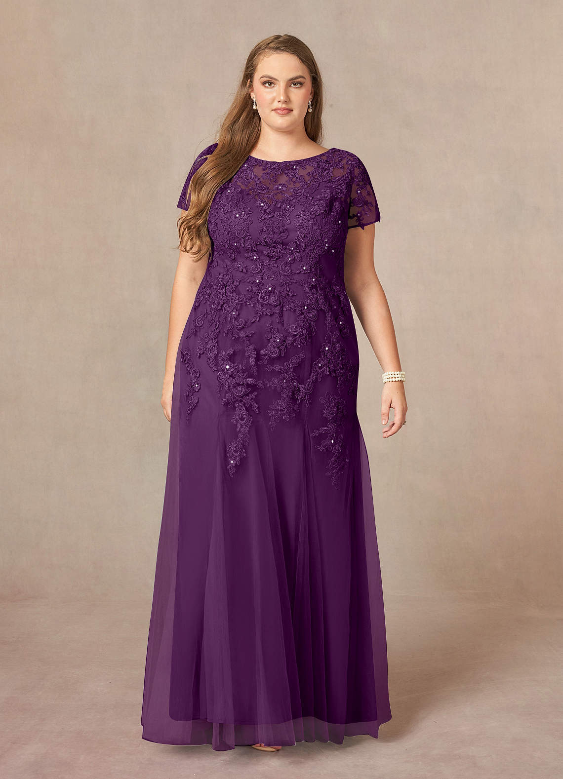 Azazie Laurie Mother of the Bride Dresses Grape Mermaid Scoop Sequins Tulle Dress image7