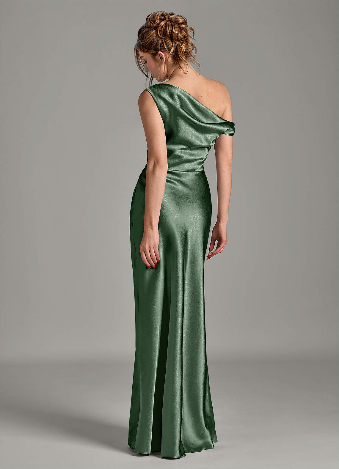 Azazie Emerson Brudepigekjoler Havfrue Off the shoulder Metallisk satin Gulv-længde Kjole image1