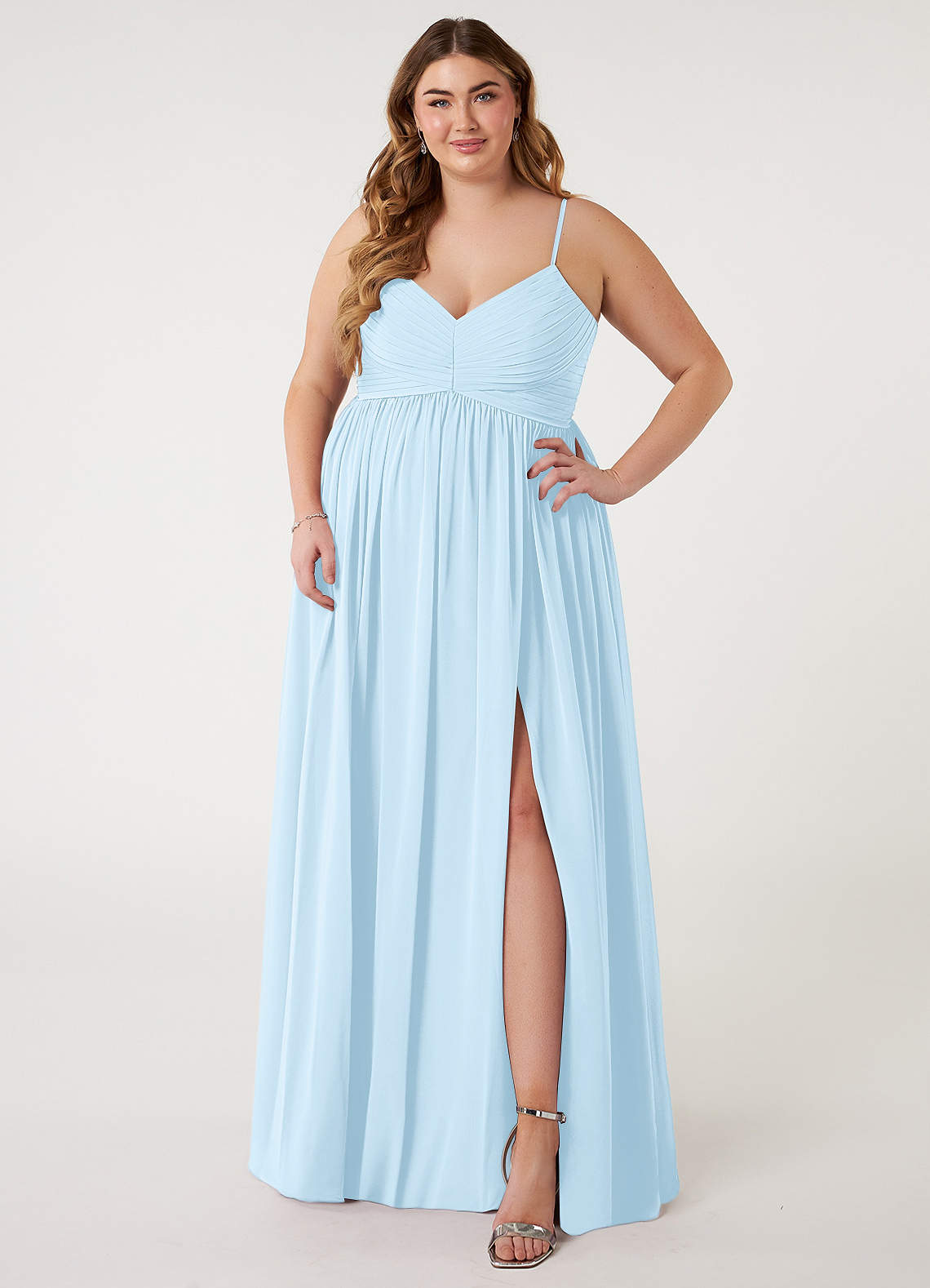 Azazie Alia Bridesmaid Dresses Sky Blue A-Line Pleated Chiffon Dress image5