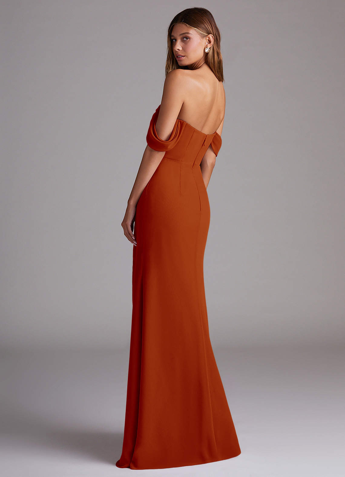 Azazie Saige Bridesmaid Dresses Paprika A-Line Off the Shoulder Chiffon Convertible Dress image7