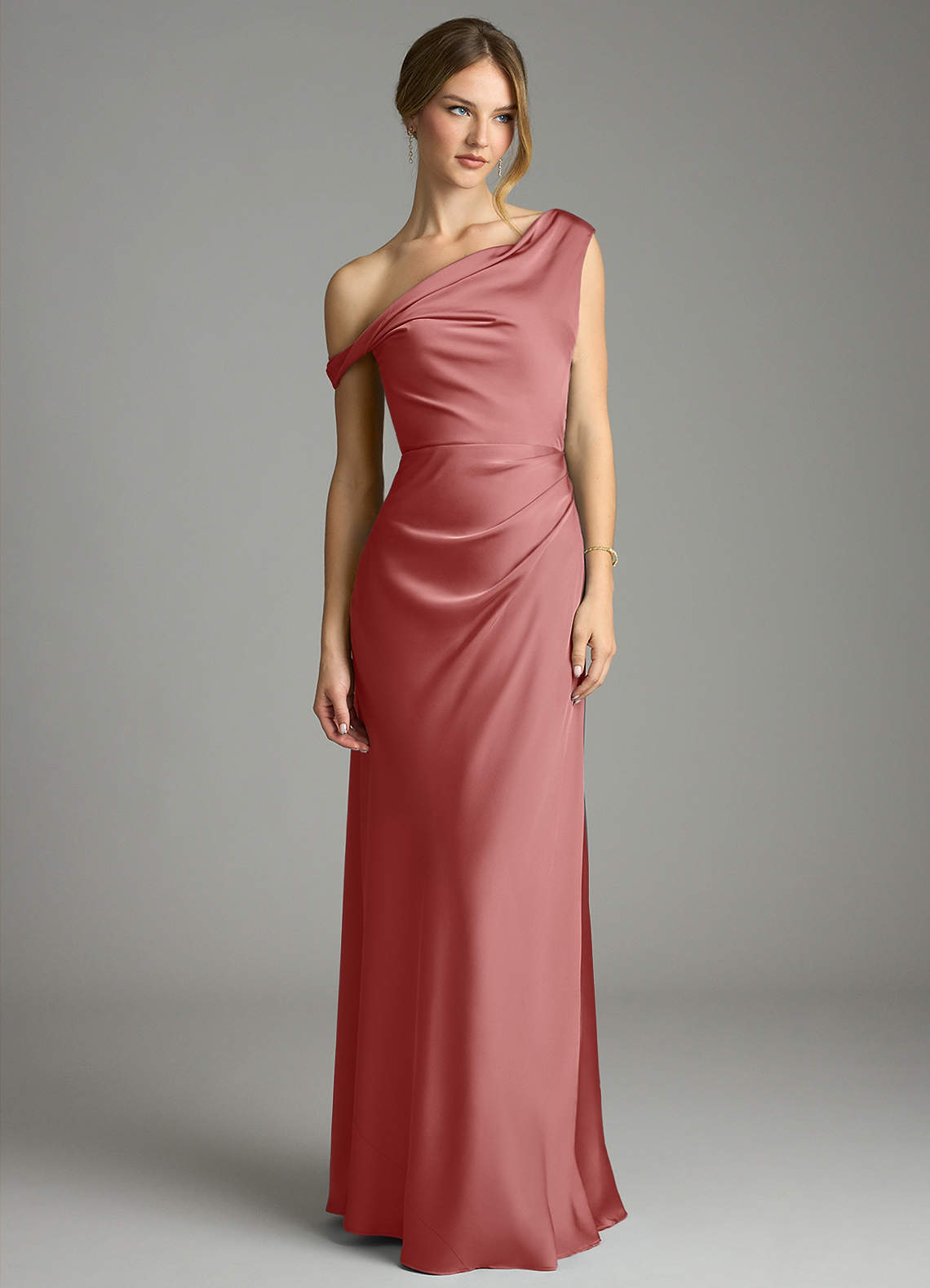 Azazie Emerson Brudepigekjoler Havfrue Off-Shoulder Stræk satin Gulv-længde Kjole image3
