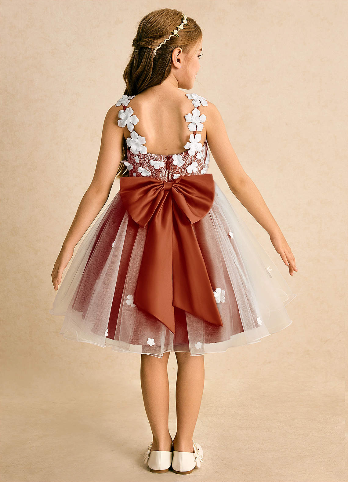 Azazie Junebug Flower Girl Dresses Ivory Paprika Ball-Gown Lace Tulle Dress image1