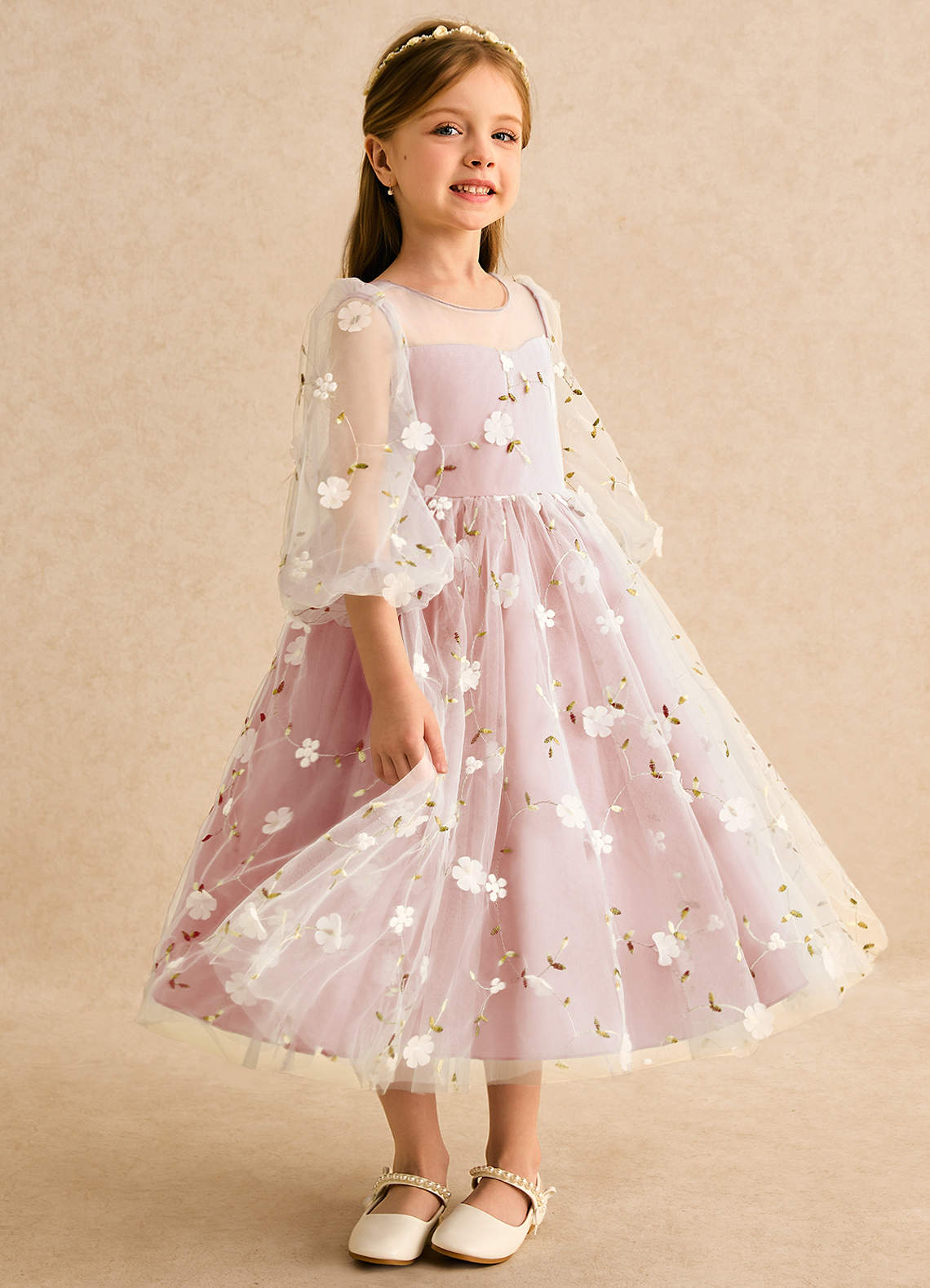 Azazie Elowen Flower Girl Dresses Rosette A-Line Sweetheart Neckline Lace Dress image3