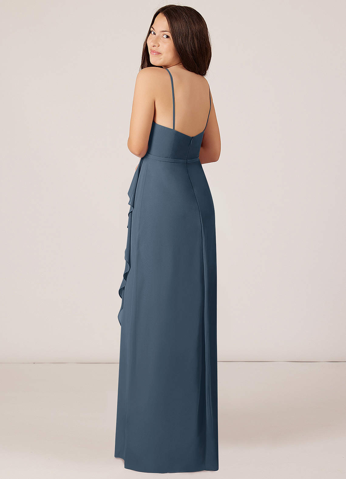 slate blue junior bridesmaid dress Slate Blue Bridesmaid Dress Chiffon Size Small