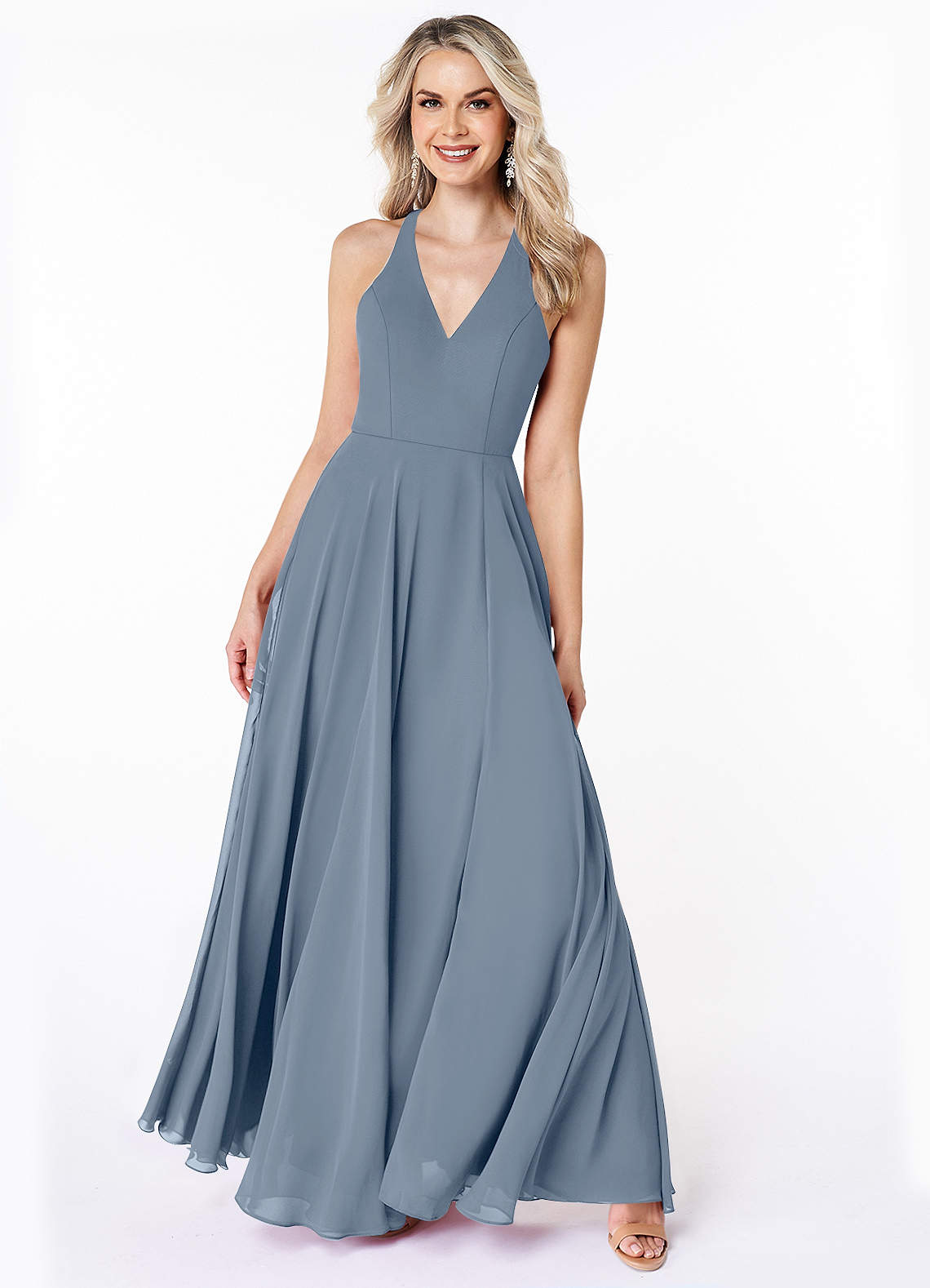 Azazie Amalfi Bridesmaid Dresses A-Line Pleated Chiffon Floor-Length Dress image1